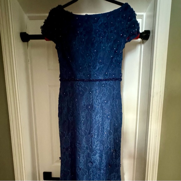 Elegant Navy Lace Evening Gown - Picture 10 of 10